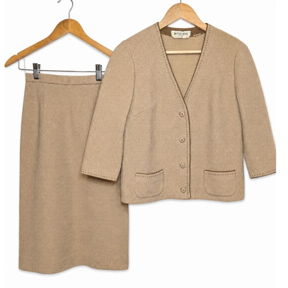 Vintage 50s/60s Butte Knit 100% Wool Skirt Suit Set